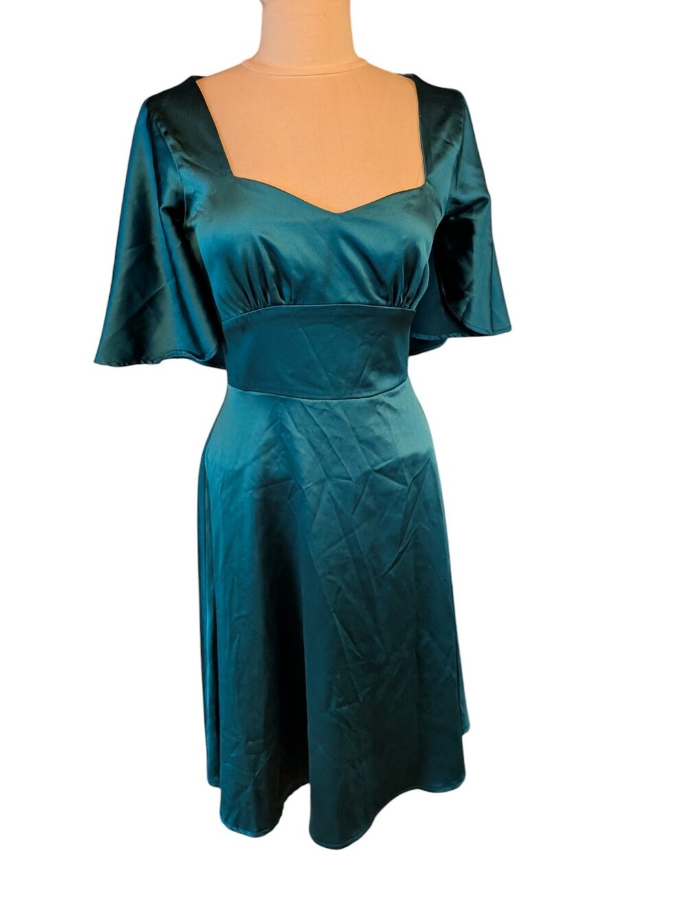 Voodoo Vixen Vintage Inspired Clothing Emerald Green Cape Sleeve Dress Size S